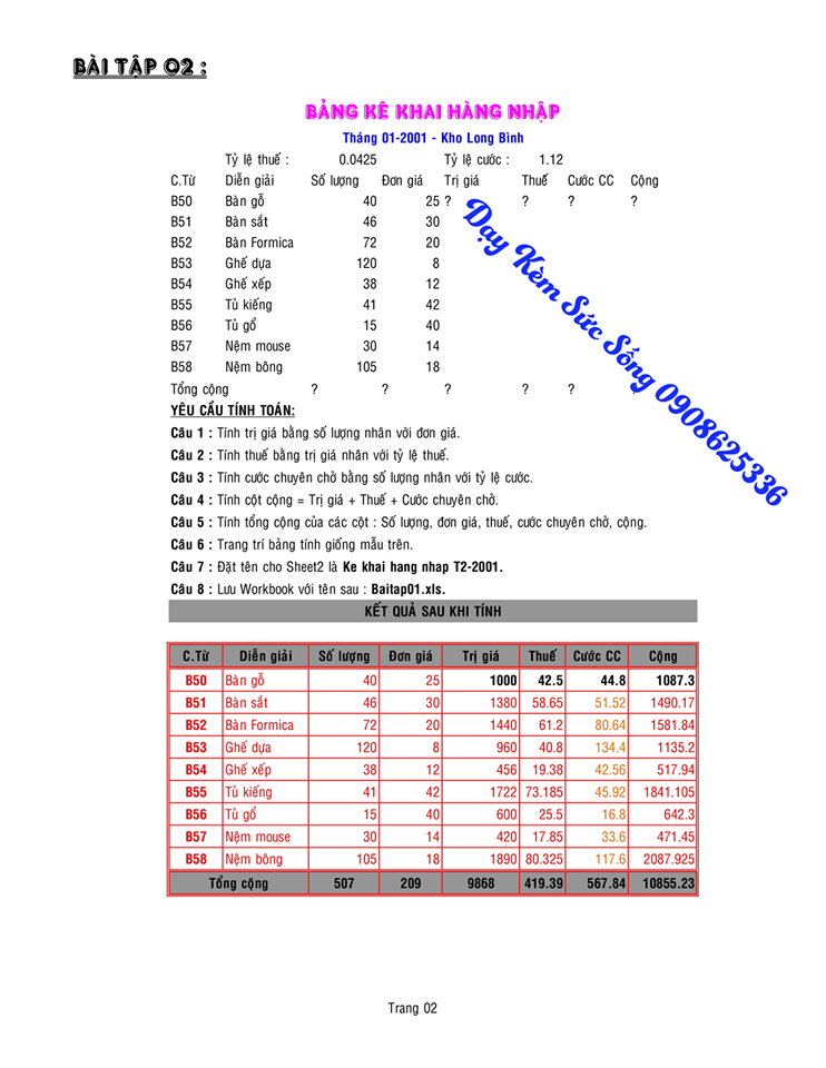 Học Tin Học Văn Phòng Excel 02