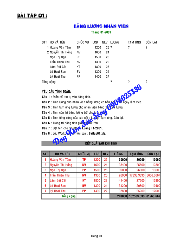 học tin học văn phòng excel 01